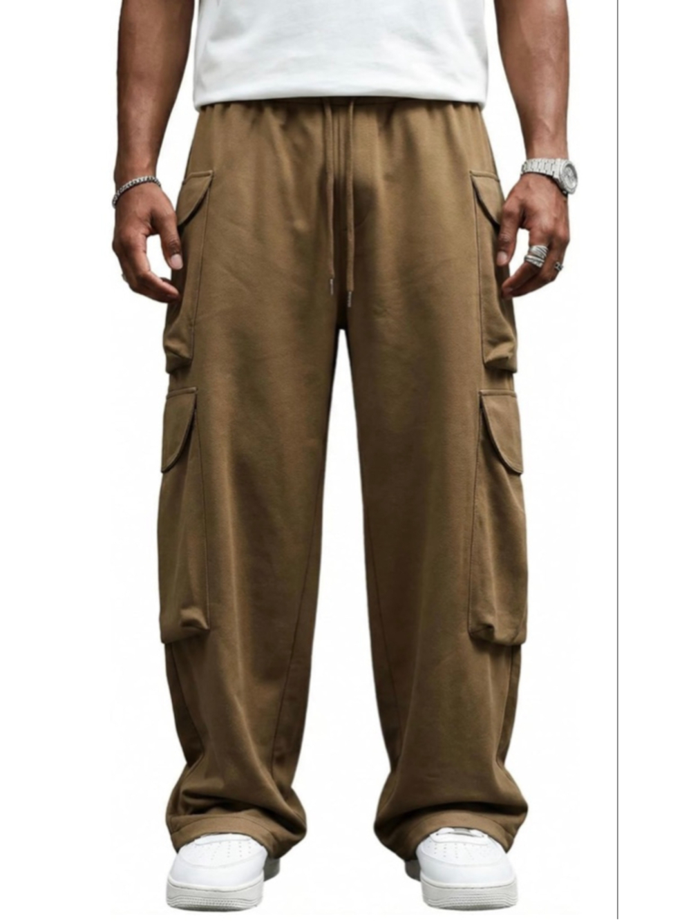 NEW ZAFUL Men's Cargo Sweatpants Y2k Baggy Track Pants Drawstring Wide Leg 32/28